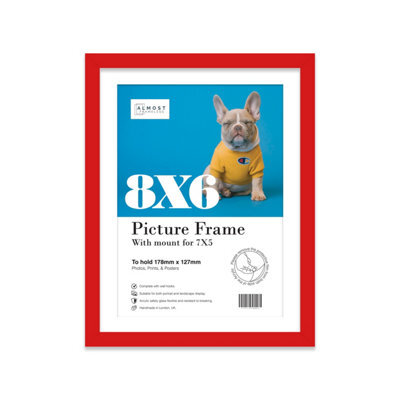 "8X6"" Red Frame With Mount For 7X5"" Pictures 20mm Slim Edge Portrait And Landscape Display With Wall Hooks And Kickstand" - image 1