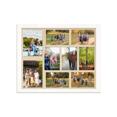 AK Frames 20X16 White Sleek Multi Photo Frame With Ivory Mount - Holds 9 Apertures (2X) 7X5, (7X) 6X4 Photos - image 1