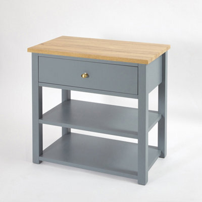 Homestylestore 840mm Light Grey And Oak Bathroom Vanity Unit With Gold Round Handle - image 1
