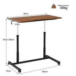 Mobile Standing Desk Height Adjustable Computer Desk W Rolling Casters Brown - thumbnail 2