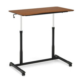 Mobile Standing Desk Height Adjustable Computer Desk W Rolling Casters Brown - thumbnail 5