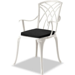 Centurion Supports Oshowa Garden And Patio Table And 2 Large Chairs Cast Aluminium Bistro Set- White With Black Cushions - thumbnail 7