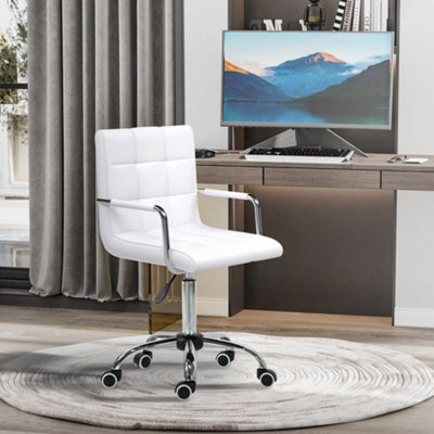 Vinsetto Mid Back Home Office Chair Swivel Computer Chair With Armrests, White - image 1