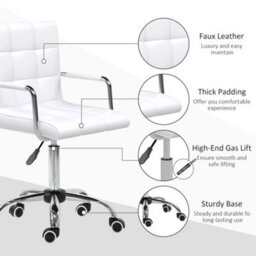 Vinsetto Mid Back Home Office Chair Swivel Computer Chair With Armrests, White - thumbnail 6