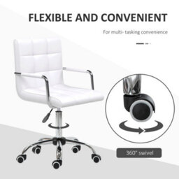 Vinsetto Mid Back Home Office Chair Swivel Computer Chair With Armrests, White - thumbnail 5