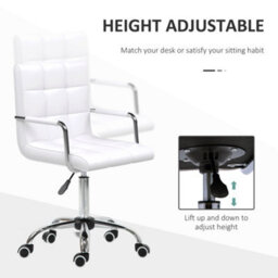 Vinsetto Mid Back Home Office Chair Swivel Computer Chair With Armrests, White - thumbnail 4