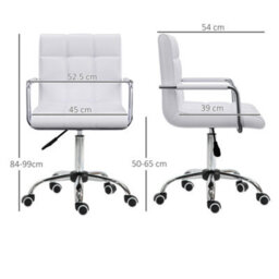 Vinsetto Mid Back Home Office Chair Swivel Computer Chair With Armrests, White - thumbnail 3