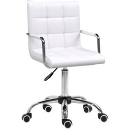 Vinsetto Mid Back Home Office Chair Swivel Computer Chair With Armrests, White - thumbnail 2