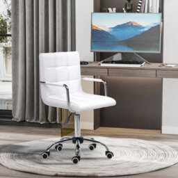 Vinsetto Mid Back Home Office Chair Swivel Computer Chair With Armrests, White - thumbnail 1