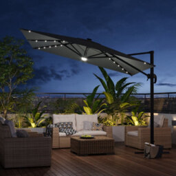 Thehotsale 3M Square Cantilever Parasol With Solar Light And Parasol Base - thumbnail 1