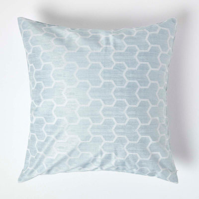 Homescapes Geometric Blue Jacquard Cushion Cover, 60 X 60 Cm - image 1