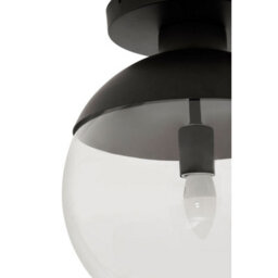 Orsina Black Metal Light With Globe Clear Glass Shade, Suspended Globe Pendant Fixture, Industrial Metal Pendant - thumbnail 4