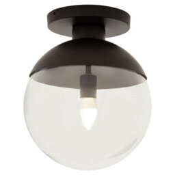 Orsina Black Metal Light With Globe Clear Glass Shade, Suspended Globe Pendant Fixture, Industrial Metal Pendant - thumbnail 2