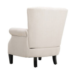 Living And Home Beige-White Vertical Channel Tufted Armchair With Nailhead Trim, 84Cm H - thumbnail 4