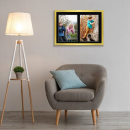 AK Frames 20X14 Gold Sleek Multi Photo Frame With Black Mount - Holds 2 Apertures (2X) A4 Photos - thumbnail 3