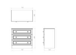Vittoria Ready Assembled Matt Cream Oak Effect 3 Drawer Bedside Table (H)695mm (W)765mm (D)415mm - thumbnail 4