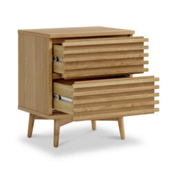 Kari Light Oak 2 Drawer Bedside Table - By Roseland Furniture - thumbnail 4