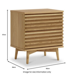 Kari Light Oak 2 Drawer Bedside Table - By Roseland Furniture - thumbnail 8