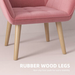 Homcom Velvet-Feel Accent Chair With Arms Slanted Back Wood Legs Pink - thumbnail 6