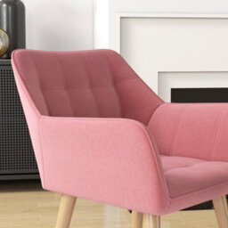 Homcom Velvet-Feel Accent Chair With Arms Slanted Back Wood Legs Pink - thumbnail 8