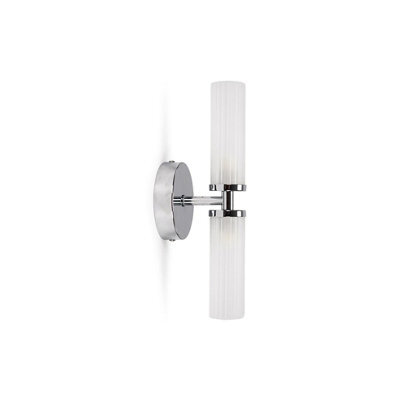 Valuelights Canya Polished Chrome Ip44 Bathroom 2 Way Frosted Reeded Glass Wall Light - image 1