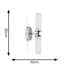 Valuelights Canya Polished Chrome Ip44 Bathroom 2 Way Frosted Reeded Glass Wall Light - thumbnail 8