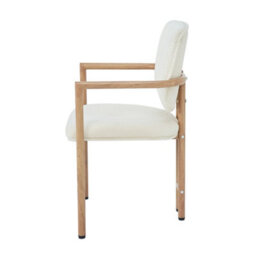 Btm Set Of 6 Dining Chairs, Metal Legs, Boucle Fabric, Natural Wood Finish - thumbnail 9