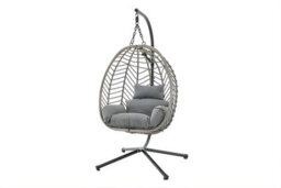SquareBoxx Lovina Balinese Garden Egg Chair, A Grey 1 Seater Swing Chair & Cocoon Hanging Chair, Rattan Effect With Cushions - thumbnail 6