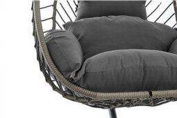 SquareBoxx Lovina Balinese Garden Egg Chair, A Grey 1 Seater Swing Chair & Cocoon Hanging Chair, Rattan Effect With Cushions - thumbnail 3