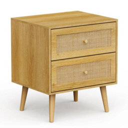 Bedside Table With Natural Rattan Drawers, Side Table With 2 Drawers - thumbnail 2