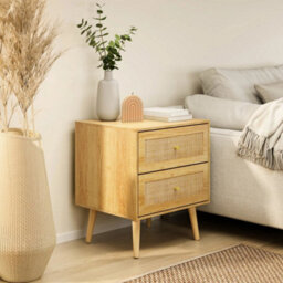 Bedside Table With Natural Rattan Drawers, Side Table With 2 Drawers - thumbnail 5