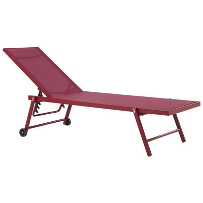 Beliani Sun Lounger Portofino Reclining Metal Burgundy - image 1