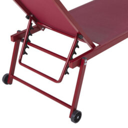 Beliani Sun Lounger Portofino Reclining Metal Burgundy - thumbnail 6