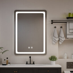 Living And Home Anti-Fog Rectangle Bathroom Mirror With Dimmable Led White Light