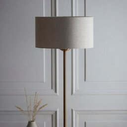 Loops Elegant 1500mm Tall Vintage Brass Floor Lamp With Natural Linen Shade - thumbnail 4