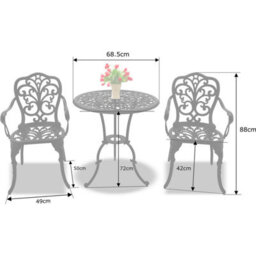 Centurion Supports Bangui Black Luxurious Garden And Patio Table And 4 Large Chairs With Armrests Cast Aluminium Bistro Set - thumbnail 6