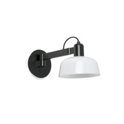 Luminosa Lighting Luminosa Tatawin Arm Dome Wall Lamp Black, Gloss White 1X E27