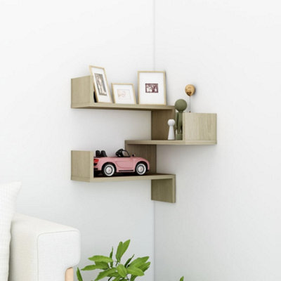 Vidaxl Wall Corner Shelf Sonoma Oak 40X40X50 Cm Engineered Wood - image 1
