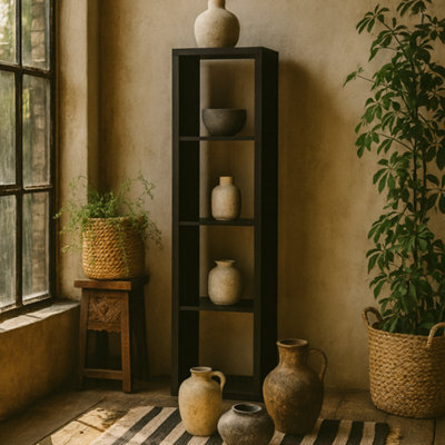 Wyld Haus Shanghai Matt Black 4X1 Storage Unit 4 Shelves - image 1
