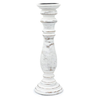 Serenityy Classic Candle Stand Whitewash Large - Mango Wood Tall Candle Holder 37 X 10 Cm. - image 1