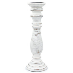 Serenityy Classic Candle Stand Whitewash Large - Mango Wood Tall Candle Holder 37 X 10 Cm.