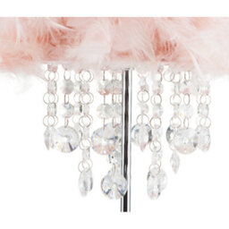 Happy Homewares Modern Chandelier Style Pink Feather Table Lamp With Waterfall Acrylic Droplets - thumbnail 3