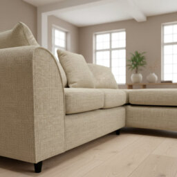 Abakus Direct Jumbo Chenille Corner Sofa In Beige Right Facing With Plush Chaise Extension - thumbnail 4