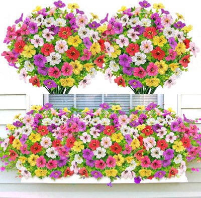 6 Bouquets Of Artificial Flowers In Purple, White, Yellow, Pink, And Red Plastic Artificial Plant Decoration - image 1