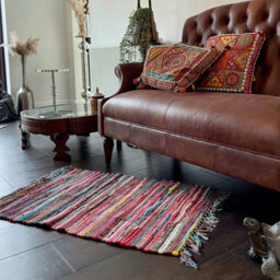 Allure Bath Fashions Chindi Recycled Rag Rug With Fringe - 50 X 80Cm - thumbnail 2