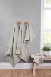 Rapport Home Linear Pure Cotton Bath Towels Set Of 2 (Grey) - thumbnail 2