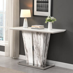 Furniture in Fashion Memphis High Gloss Console Table In Filo Marble Effect Glass Top - thumbnail 1