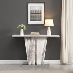 Furniture in Fashion Memphis High Gloss Console Table In Filo Marble Effect Glass Top - thumbnail 2