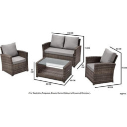 Evre 4 Seater Black Rattan Garden Furniture Sofa Armchair Set - Roma With Coffee Table - Inc Weekend Delivery - thumbnail 7