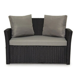 Evre 4 Seater Black Rattan Garden Furniture Sofa Armchair Set - Roma With Coffee Table - Inc Weekend Delivery - thumbnail 3